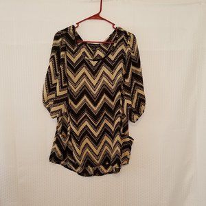 Living Doll - Black and Tan Chevron Print Blouse